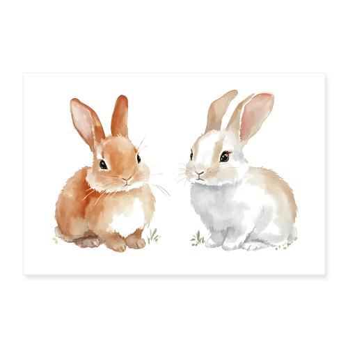 Rabbits: Gentle Pair - Poster 12x8
