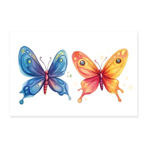 Butterflies: Blue & Orange Wings - Poster 12x8