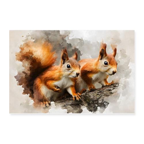 Woodland Friends – Squirrels - Poster 12x8