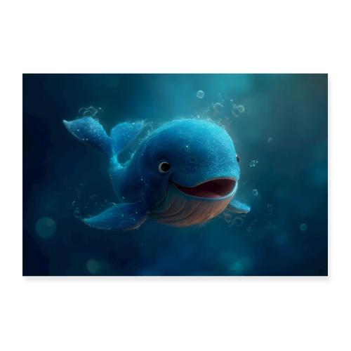 Little Blue Whale Underwater - Poster 12x8