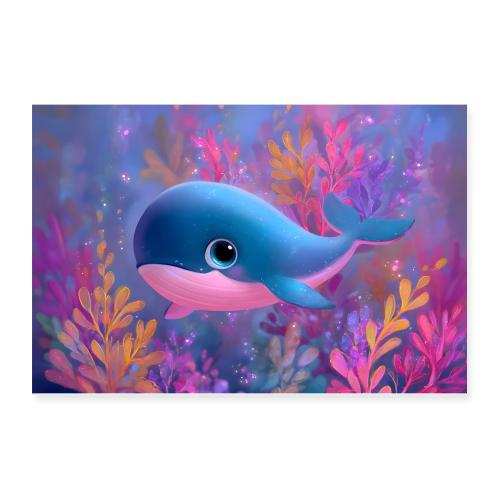 Colorful Whale Adventure - Poster 12x8