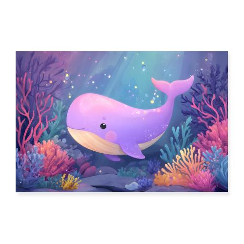 Purple Whale Wonderland - Poster 12x8