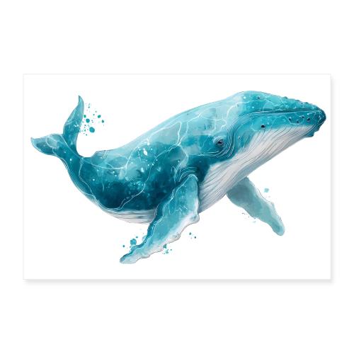 Majestic Whale in Watercolor - Poster 12x8