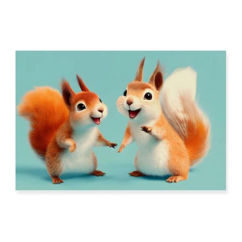 Joyful Squirrel Duo - Poster 12x8