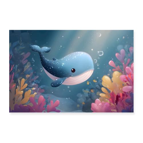 Colorful Ocean Whale - Poster 12x8