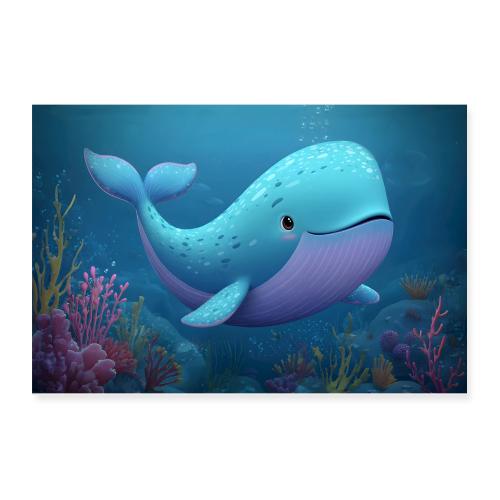 Little Blue Whale Wonder - Poster 12x8