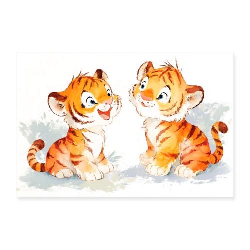 Face-to-Face Tiger Cubs - Poster 12x8