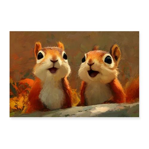 Curious Squirrel Duo - Poster 12x8