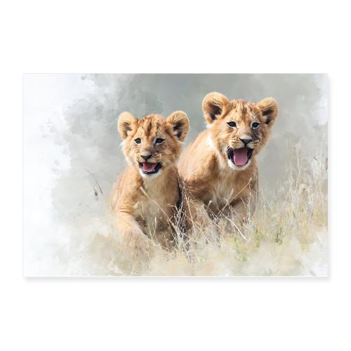 Watercolor Savannah Cubs - Poster 12x8