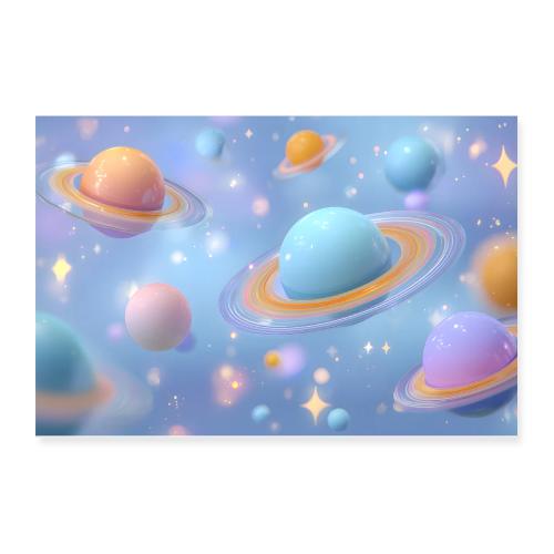 Playful Cosmic Planets - Poster 12x8