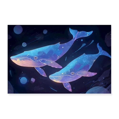 Starry Galaxy Whales - Poster 12x8