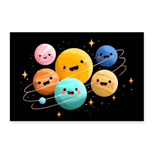 Dancing Planets in Space - Poster 12x8