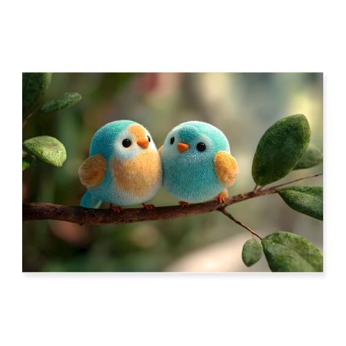 Pair of Blue-Yellow Birds - Poster 12x8