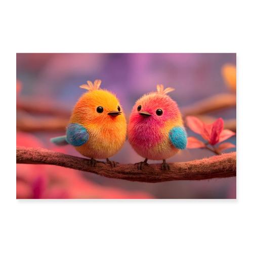 Colorful Bird Companions - Poster 12x8