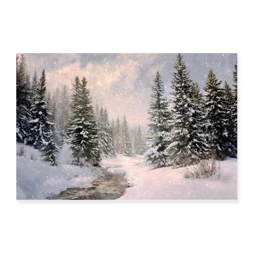 Falling Snow Serenity - Poster 12x8