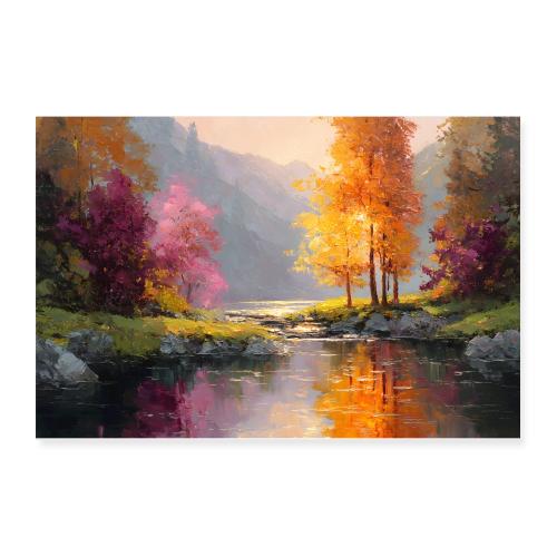 Reflections of Autumn Peaks - Poster 12x8