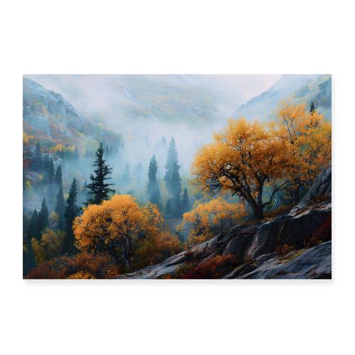 Mist Over the Ember Slopes - Poster 12x8
