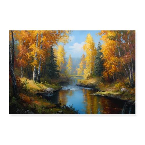 Autumn River Reflections - Poster 12x8