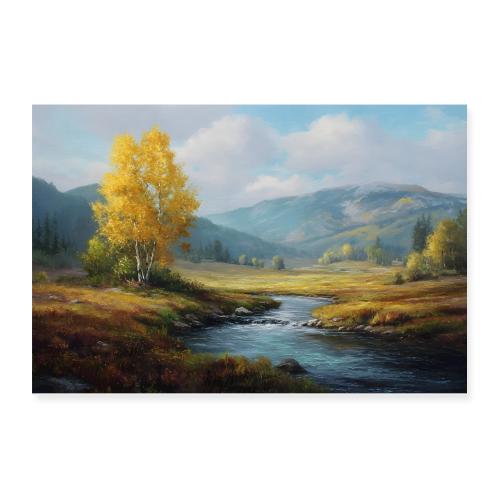 Fall: Golden Meadow Serenity - Poster 12x8