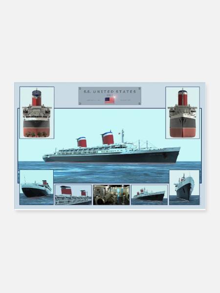 Affiche SS United States - Poster 12 x 8 po - blanc - Devant