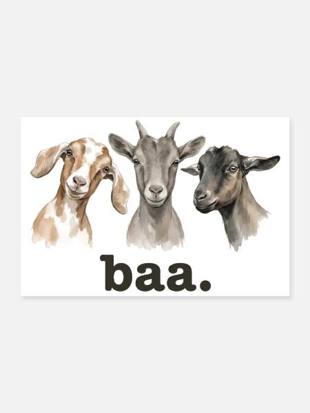 Goats Baa Funny Goat Lover Funny Baa - Poster 12x8 - white - Front