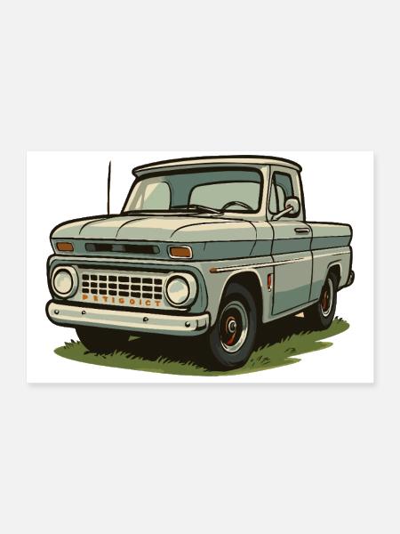 Vintage car listening - Poster 12x8 - white - Front