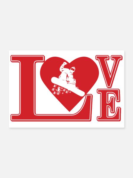 Snowboarder Love Heart Illustration - Poster 12x8 - white - Front