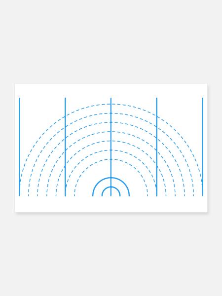 Concentric Blue Arc Alien Pattern - Poster 12x8 - white - Front