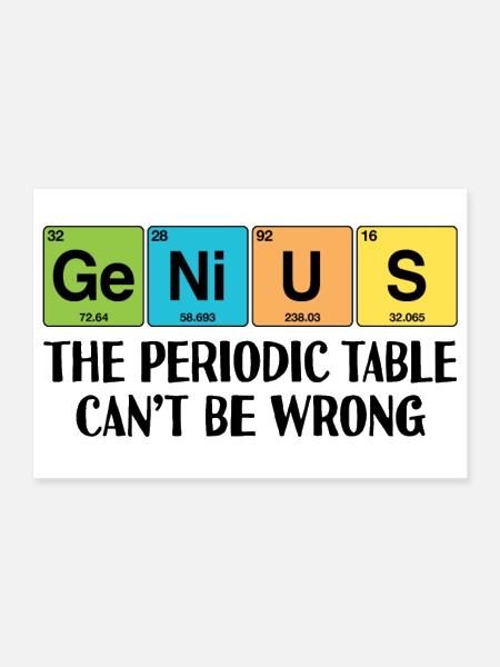 GENIUS Funny Periodic Table - Poster 12x8 - white - Front