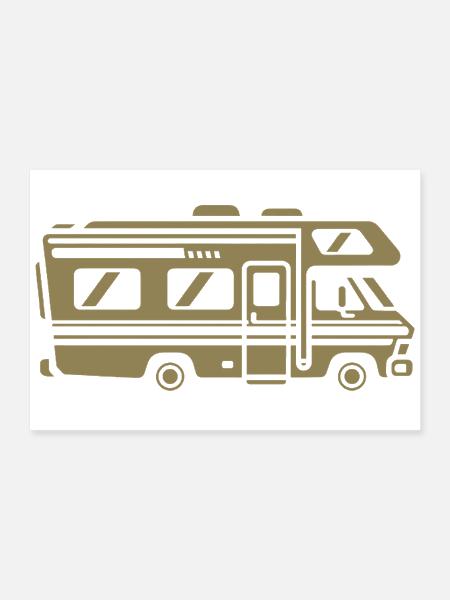 Silhouette de camping-car camping familial - Poster 12 x 8 po - blanc - Devant