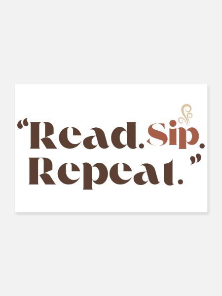  Read Sip Repeat Tee - Poster 12x8 - white - Front