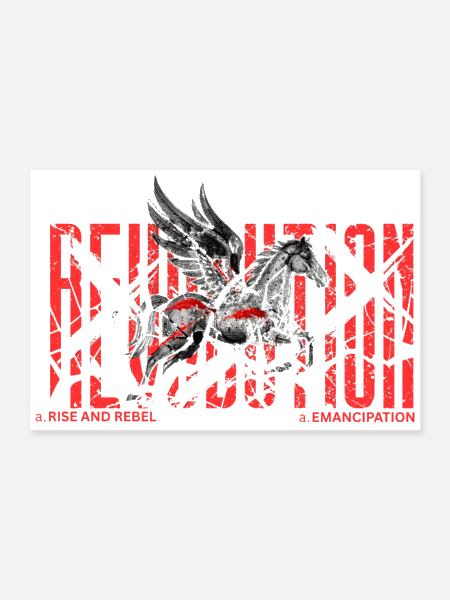 -Revolutionary Pegasus Streetwear T-Shirt - Poster 12x8 - white - Front