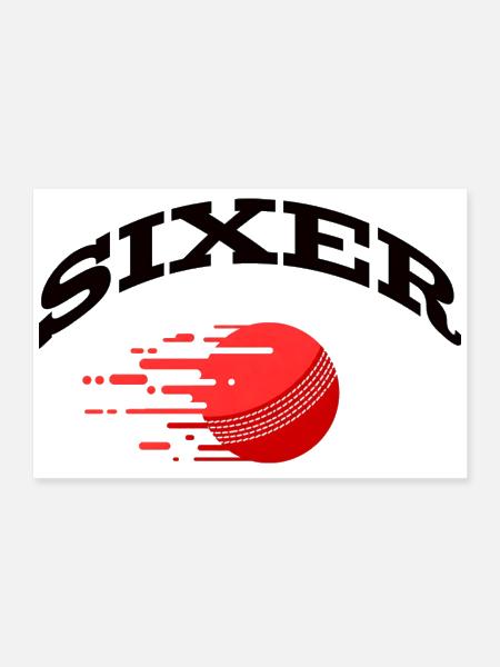 Sixer Cricket Ball Motion Design - Poster 12x8 - white - Front