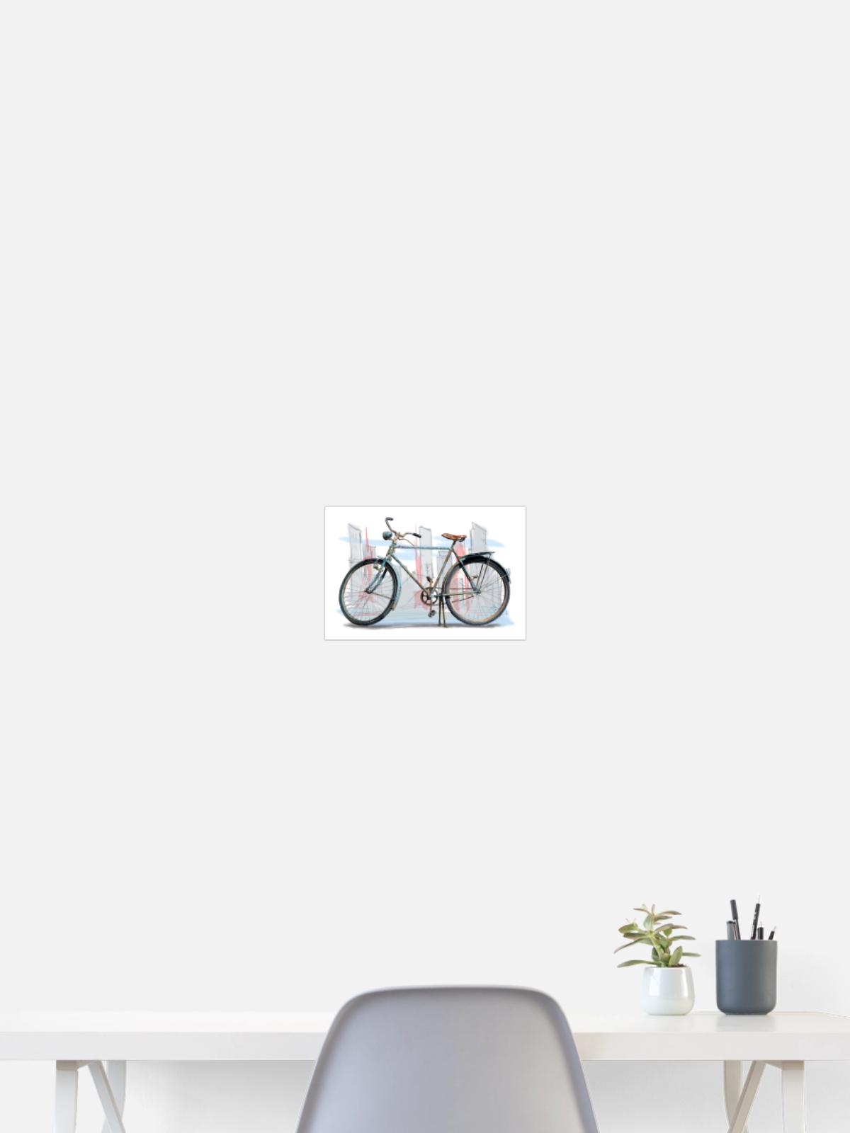 Rustic City Bicycle Sketch - Poster 12x8 - white - Front