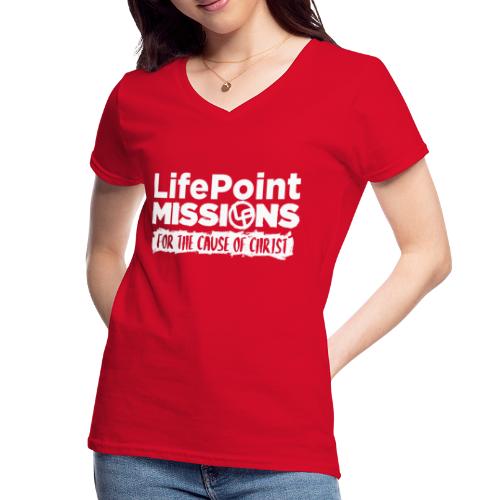 LifePoint Missions logo Main white - Fruit of the Loom Women's V-Neck T-Shirt