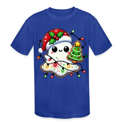 Christmas Collection - Snow Ghost in Santa Hat - Kids' Moisture Wicking Performance T-Shirt