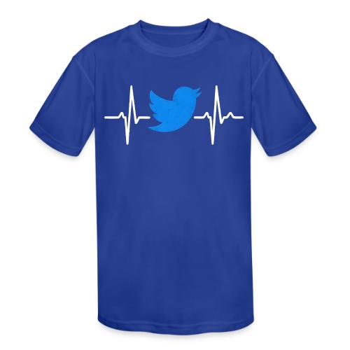 Social Media Heartbeat Blue Bird Graphic - Kids' Moisture Wicking Performance T-Shirt