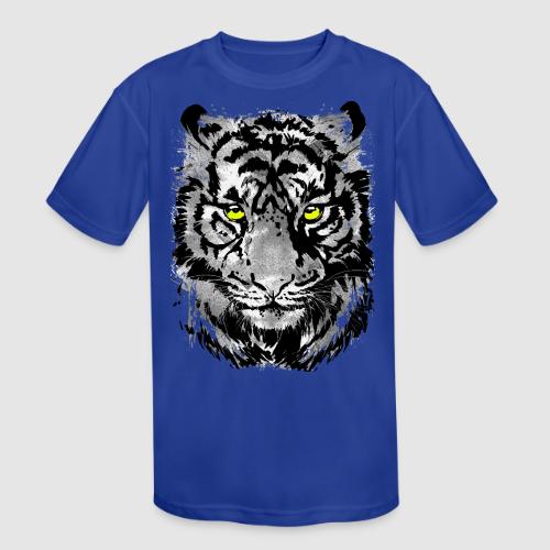 Gray Tiger Head Drawing - Black and white Tiger - Kids' Moisture Wicking Performance T-Shirt