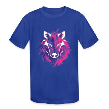 Wolf Colorful Howling Wilderness Wild - Kids' Moisture Wicking Performance T-Shirt - royal blue - Front