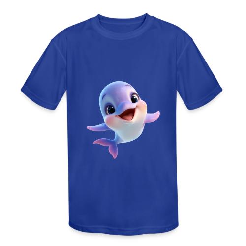 Purple-White Smiling Baby Dolphin - Kids' Moisture Wicking Performance T-Shirt