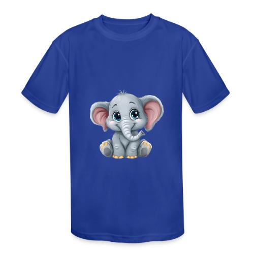 Sweet Cartoon Baby Elephant with Big Eyes - Kids' Moisture Wicking Performance T-Shirt