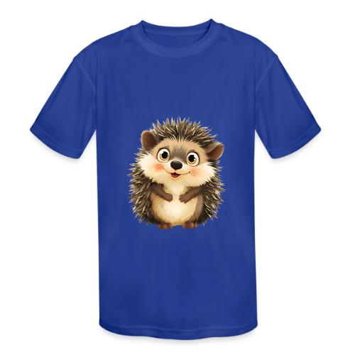 Smiling Cartoon Hedgehog with Joyful Expression - Kids' Moisture Wicking Performance T-Shirt