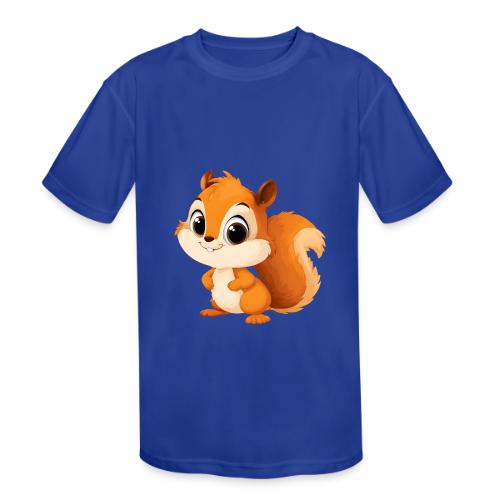 Playful Cartoon Squirrel with Big Innocent Eyes - Kids' Moisture Wicking Performance T-Shirt