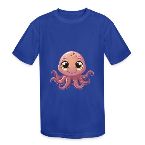 Cute Cartoon Baby Octopus with Big Eyes - Kids' Moisture Wicking Performance T-Shirt