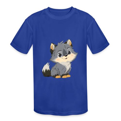 Cute Cartoon Baby Wolf with Innocent Eyes - Kids' Moisture Wicking Performance T-Shirt