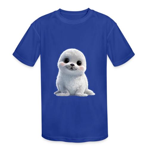 Cute White Cartoon Baby Sea Lion - Kids' Moisture Wicking Performance T-Shirt