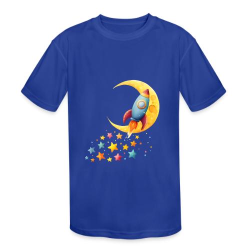 Rocket Trail of Stars - Kids' Moisture Wicking Performance T-Shirt