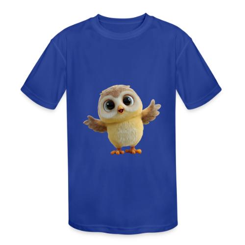 Cute Cartoon Baby Owl with Wings Open - Kids' Moisture Wicking Performance T-Shirt