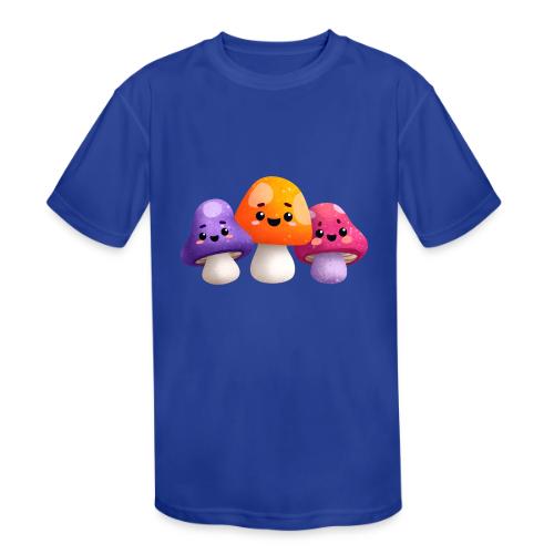 Colorful Mushroom Companions - Kids' Moisture Wicking Performance T-Shirt