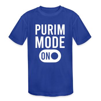 Purim Mode On, Jewish Celebration Of Purim - Kids' Moisture Wicking Performance T-Shirt - royal blue - Front